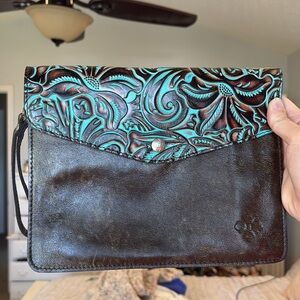Patricia Nash Turquoise Single Fold Clutch